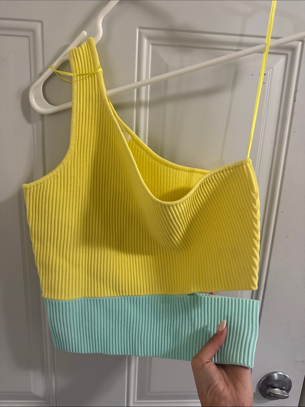 Colorblock Ribbed Tank Top in Yellow & Light Blue - Picture 2 of 2